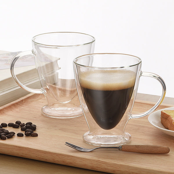Double-Wall Glass Coffee Cup with Handle, 300 ml (10 oz)