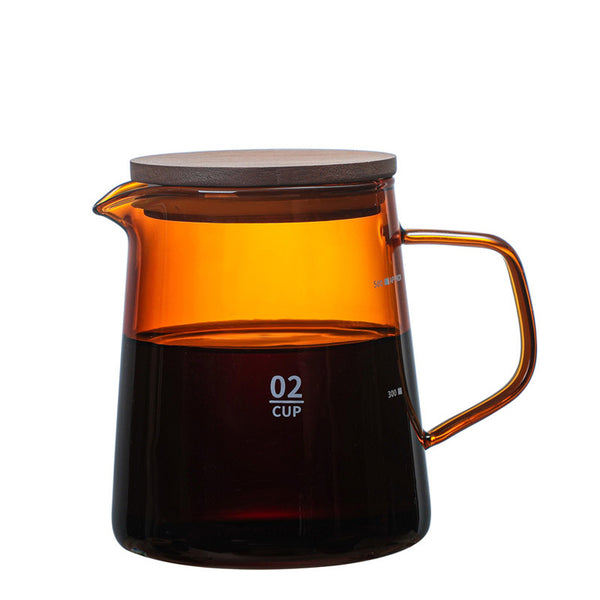 Pour-Over Glass Coffee Server with Wood Lid
