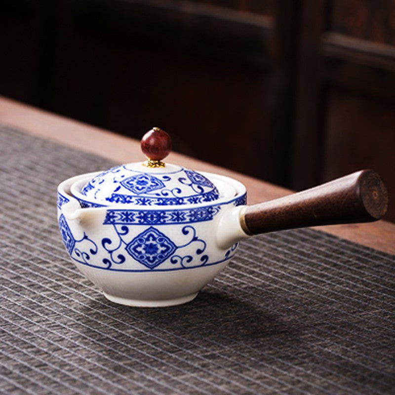 360° Rotating Tea Maker, Blue & White Porcelain