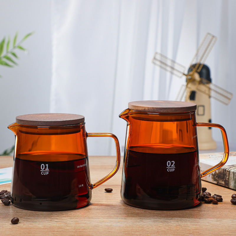 Pour-Over Glass Coffee Server with Wood Lid