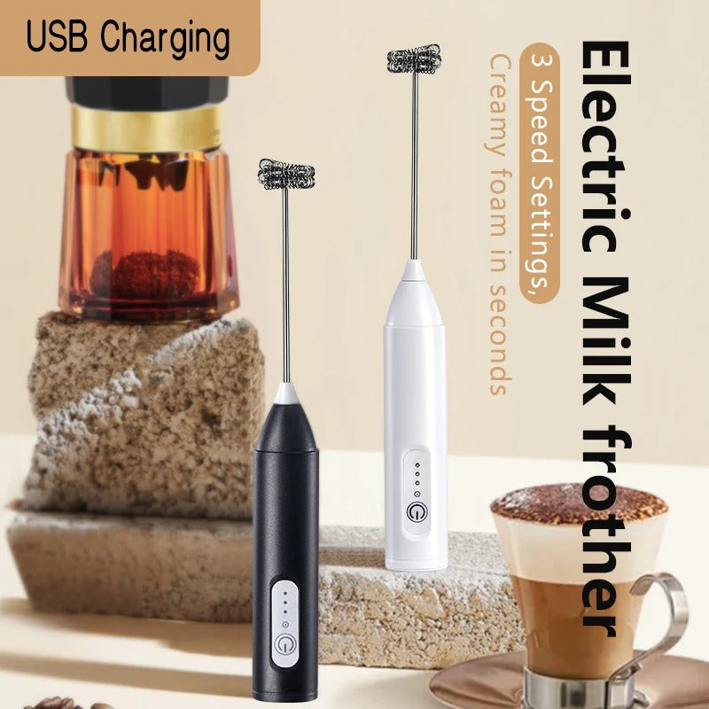 Handheld Milk Frother for Salted Cream Coffee, USB Rechargeable