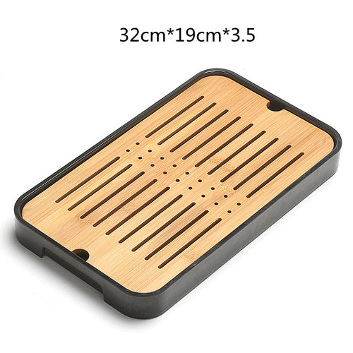 Bamboo gongfu tea tray, about 32 x 19 x 3.5 cm